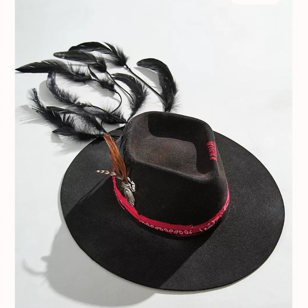 Free people fairy feather tale felt  grand central hat co new with tags - Picture 4 of 15